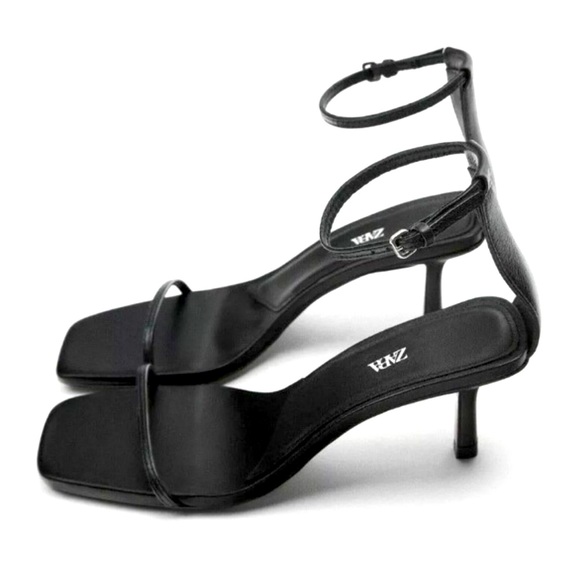 ZARA MINIMALIST HEELED LEATHER SANDALS